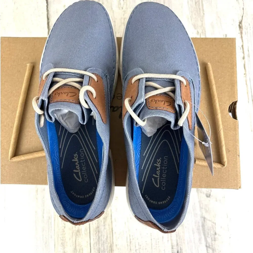 Clarks Men’s 10 Light Blue Gerald Tie Casual Lace Up Boat Shoes Loafers NEW